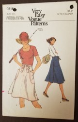 9516 VOGUE EZ 70S BACK WRAP FLARE TIED SPORTY SKIRT LENGTHS 3 PIECE PATTERN 25" WAIST